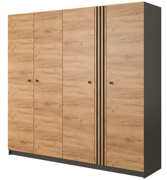 DECO | šatní skříň | 220 cm | kraft zlatý/antracit