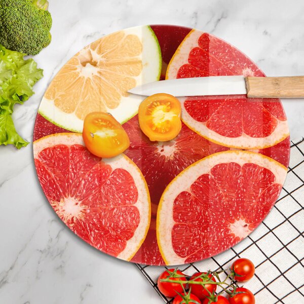 Skleněná krájecí deska Plátky grapefruitu