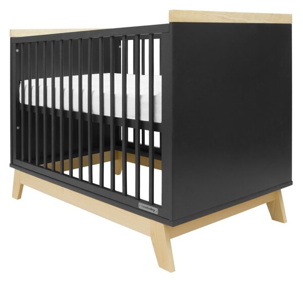 Dětská postýlka se zábranou New Baby MARCUS 120x60 cm grafit/přírodní