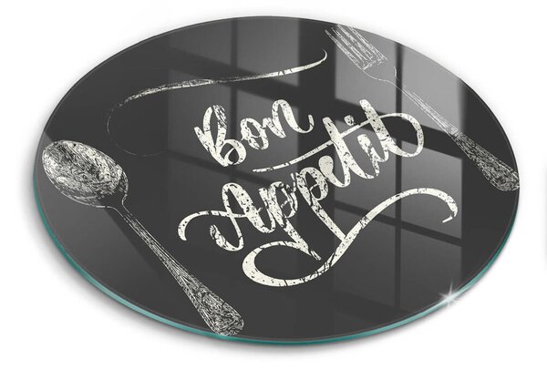 Skleněná krájecí deska Bon appetit nápis