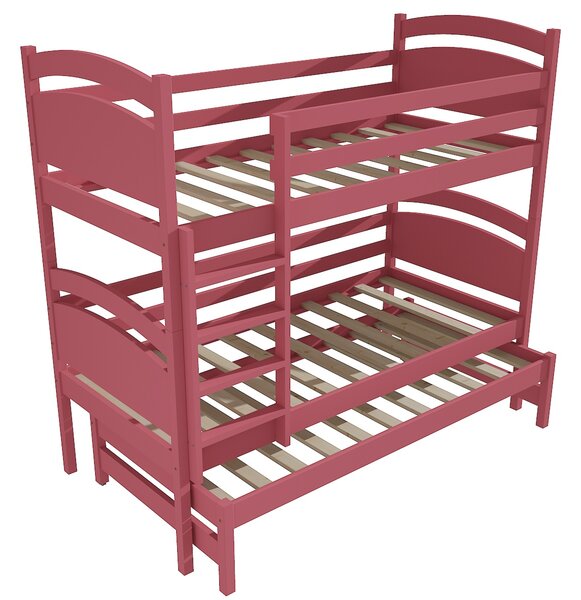 Vomaks Patrová postel s výsuvnou přistýlkou PPV 002 Rozměr: 90 x 180 cm, Barva: barva růžová, Prostor mezi lůžky: 80 cm