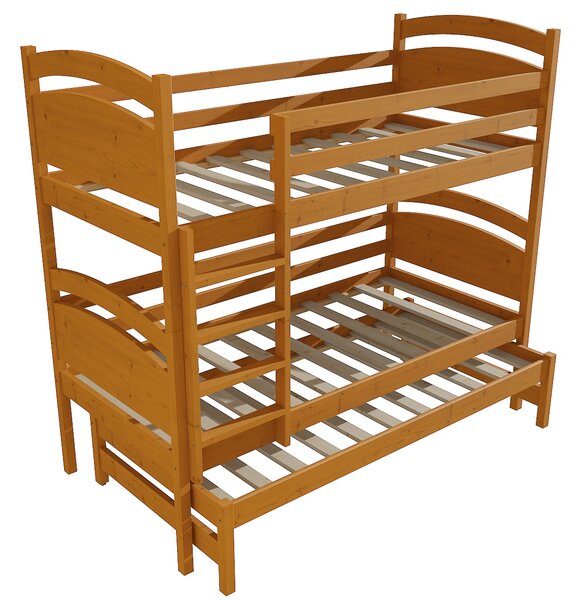 Vomaks Patrová postel s výsuvnou přistýlkou PPV 002 Rozměr: 80 x 180 cm, Barva: moření olše, Prostor mezi lůžky: 80 cm