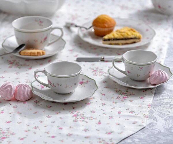 Sada 2 bílých porcelánových hrnků Brandani Nonna Rosa