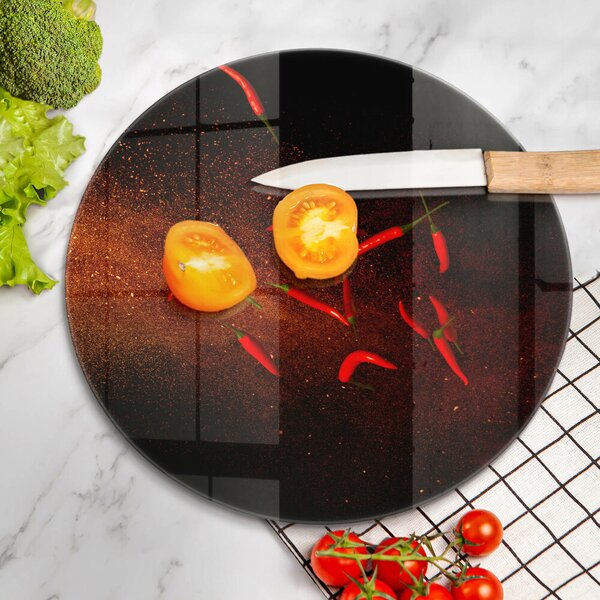 Skleněné krájecí prkénko Pálivé chilli papričky
