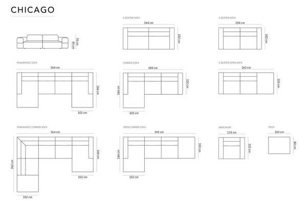 Modrá rohová pohovka (do "U") Chicago – Cosmopolitan Design