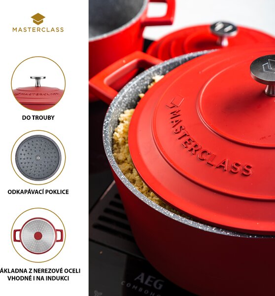 Hrnec MasterClass 24 cm 4 l indukční nepřilnavý červený MCMCRD24RED