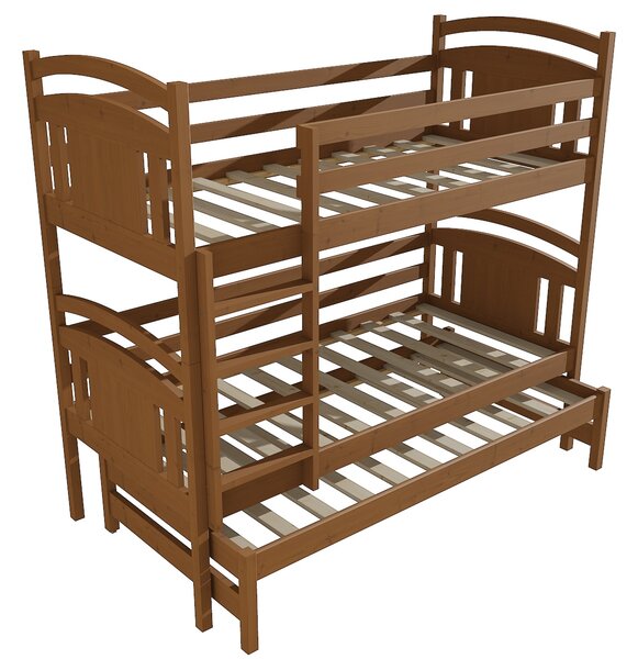Vomaks Patrová postel s výsuvnou přistýlkou PPV 006 Rozměr: 80 x 180 cm, Barva: moření dub, Prostor mezi lůžky: 80 cm