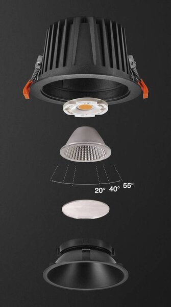BIG WHITE SLV NUMINOS XL Stropní vestavné svítidlo, 3000 K, 40°, IP20, kulaté, černé 1009939