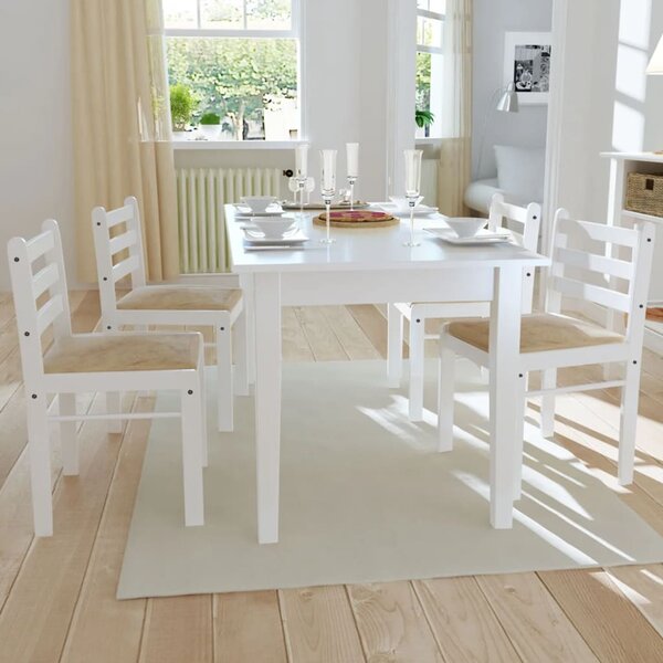 Jídelní židle 4 ks bílé masivní kaučukovníkové dřevo a samet