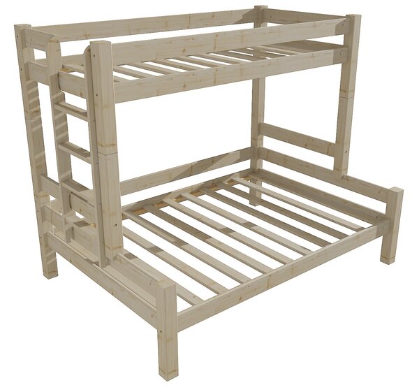 Vomaks Patrová postel s rozšířeným spodním lůžkem 8X8 06B Rozměr: 100/120 x 180 cm, Barva: surové dřevo, Varianta: vlevo