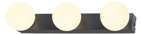 BIG WHITE SLV SUN Mirror nástěnné svítidlo pro povrchovou montáž, trojnásobné, 2700/3000/4000 K, tlačítko TOUCH, 13 W, IP44, černá 1010194