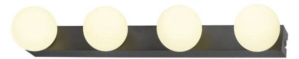 BIG WHITE SLV SUN Mirror nástěnné svítidlo pro povrchovou montáž, čtyřnásobné, 2700/3000/4000 K, tlačítko TOUCH, 18 W, IP44, černá 1010193