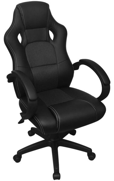 Kancelářská židle v závodním designu, černá, umělá kůže