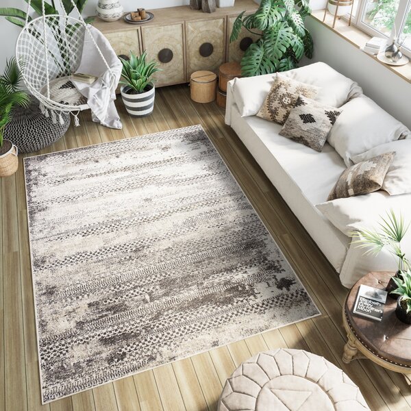 Makro Abra Kusový koberec PETRA 3003 1 244 Abstraktní Moderní šedý béžový hnědý Rozměr: 80x150 cm