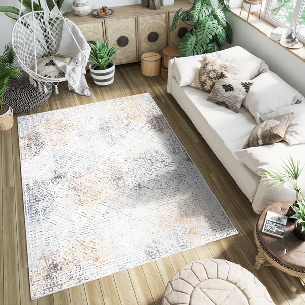Makro Abra Moderní kusový koberec DAKOTA YE80A abstraktní krémový Rozměr: 77x148 cm