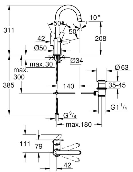 Grohe Start umyvadlová baterie stojící černá 242032432
