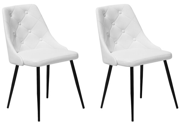 Sada 2 jídelních židlí z umělé kůže bílé VALERIE