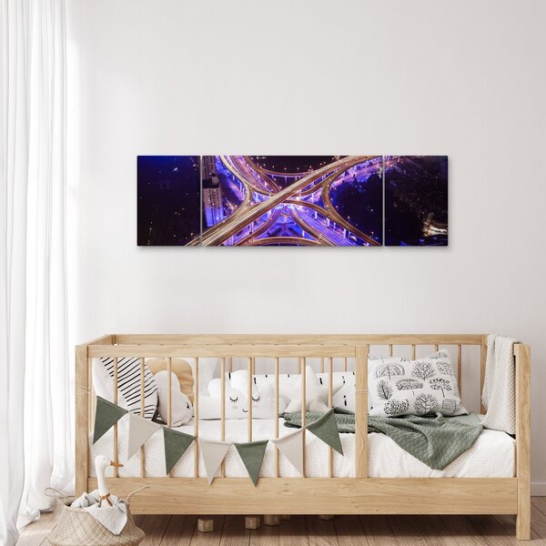 Obraz velké křižovatky v noci (170x50 cm)