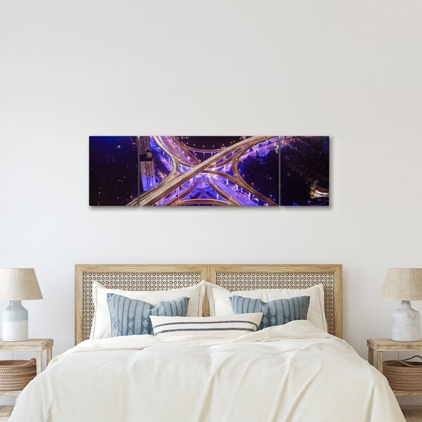 Obraz velké křižovatky v noci (170x50 cm)