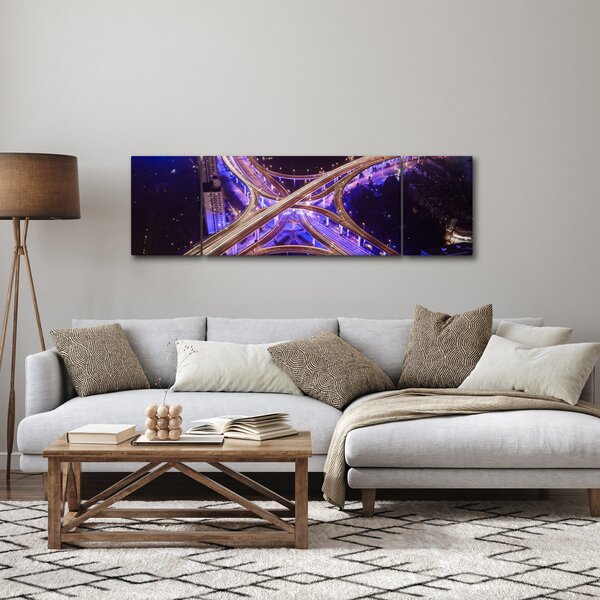 Obraz velké křižovatky v noci (170x50 cm)