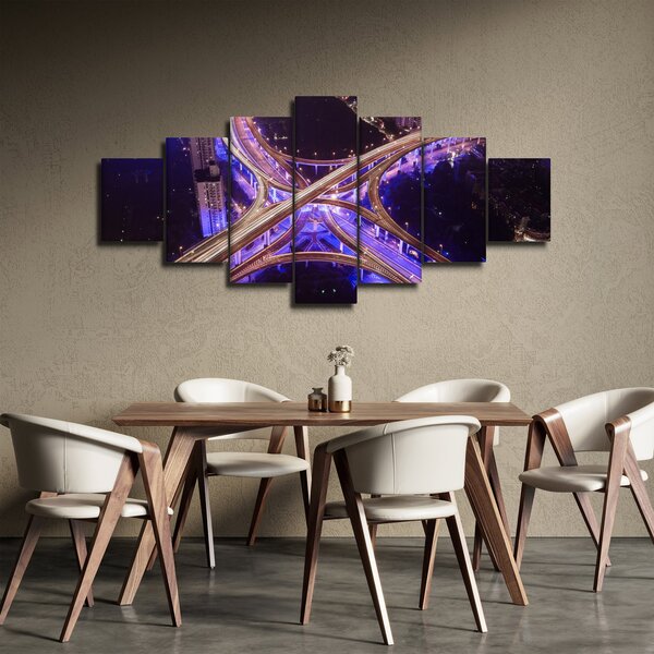 Obraz velké křižovatky v noci (210x100 cm)