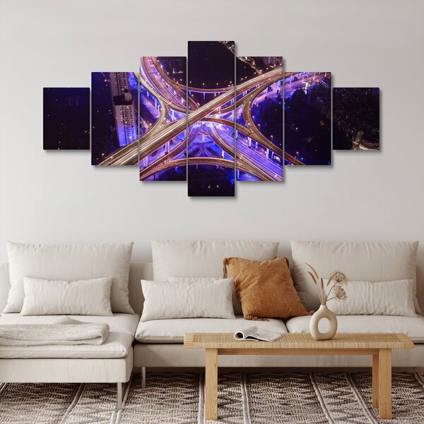 Obraz velké křižovatky v noci (210x100 cm)