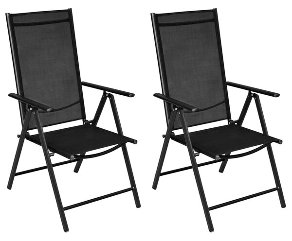 Skládací zahradní židle 2 ks hliník a textilen černé