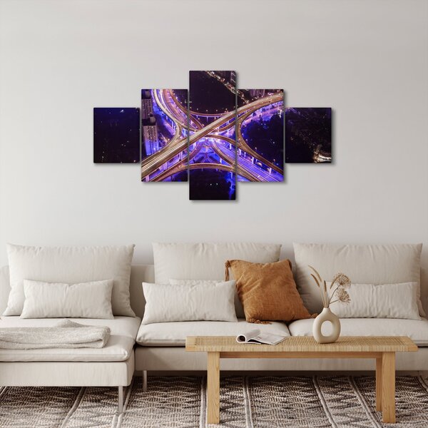 Obraz velké křižovatky v noci (125x70 cm)