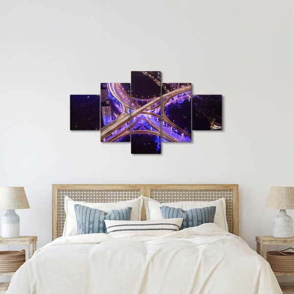 Obraz velké křižovatky v noci (125x70 cm)