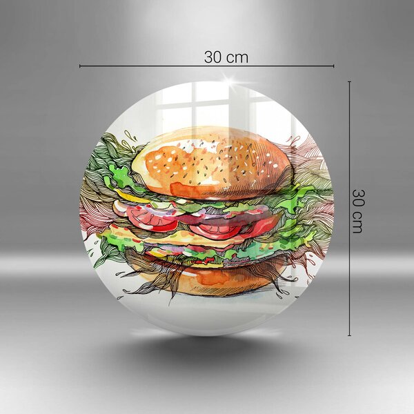 Skleněná deska do kuchyně Kresba hamburgeru