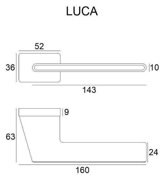 Klika Luca Insert - chrom kartáčovaný/ černá