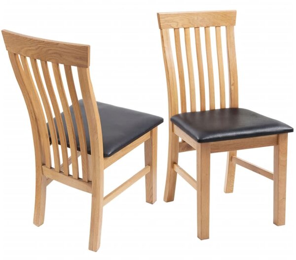 Jídelní židle 2 ks masivní dubové dřevo a umělá kůže