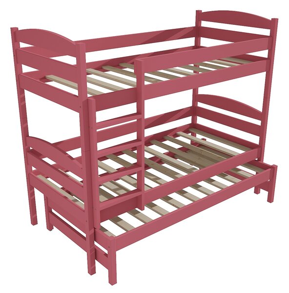Vomaks Patrová postel s výsuvnou přistýlkou PPV 009 Rozměr: 80 x 180 cm, Barva: barva růžová, Prostor mezi lůžky: 80 cm