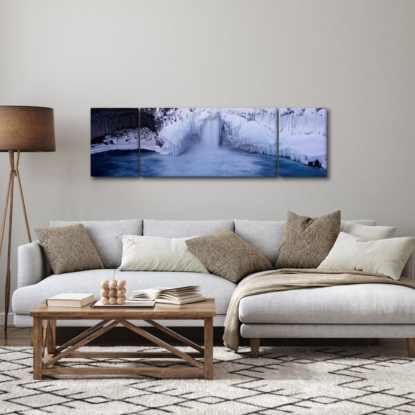 Obraz vodopádu v zimě (170x50 cm)