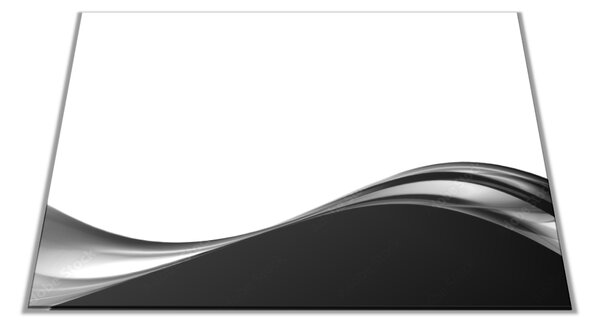 Skleněné prkénko 30x40cm černo bílá abstraktní vlna - 30x20cm