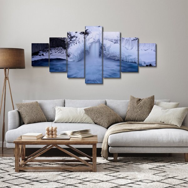 Obraz vodopádu v zimě (210x100 cm)