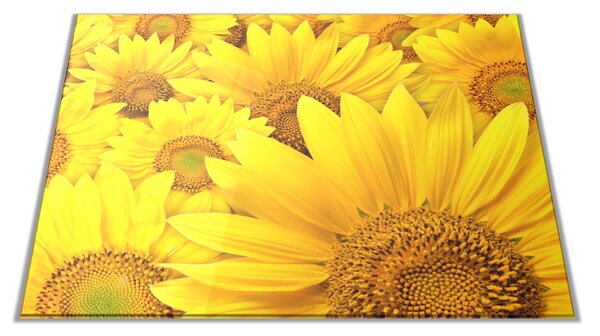 Skleněné prkénko žluté květy slunečnice - 30x20cm