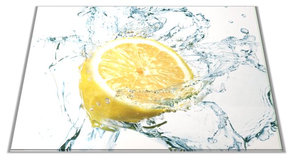Skleněné prkénko ovoce citron ve vodě - 30x20cm