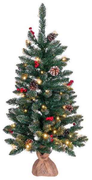 Umělý vánoční stromek s 50 LED, časovačem a ozdobami, 90 cm