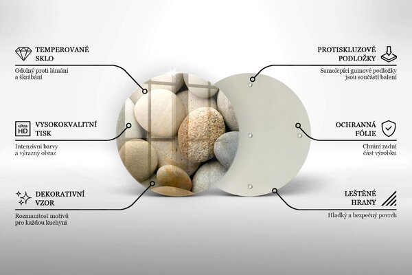Skleněná deska do kuchyně Vzor oválných kamenů