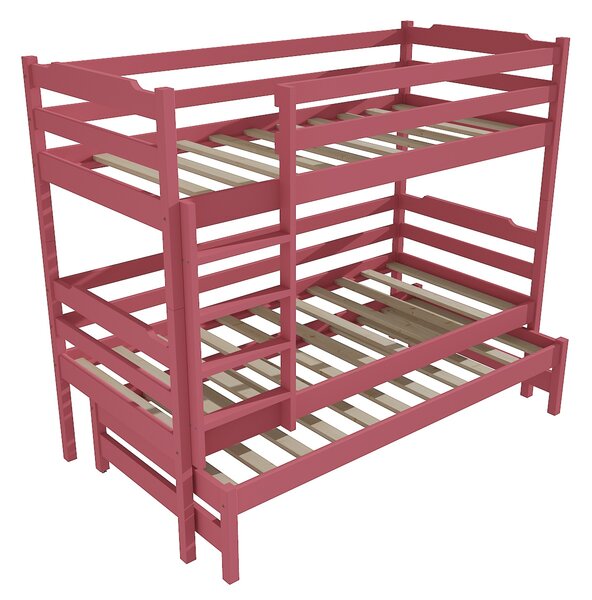 Vomaks Patrová postel s výsuvnou přistýlkou PPV 012 Rozměr: 90 x 200 cm, Barva: barva růžová, Prostor mezi lůžky: 80 cm