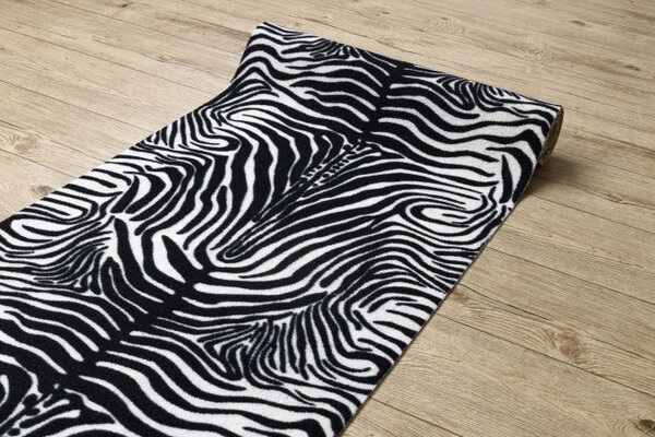 Protiskluzový běhoun DIGITAL zebra, bílý / černý