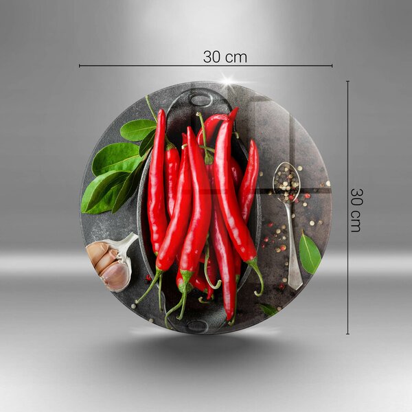 Skleněná deska do kuchyně Červené chilli papričky