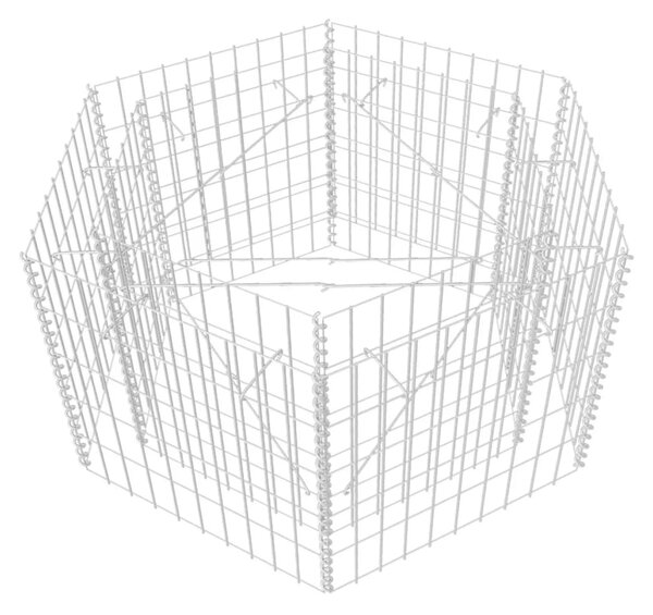 Šestihranný gabionový vyvýšený záhon 100 x 90 x 50 cm