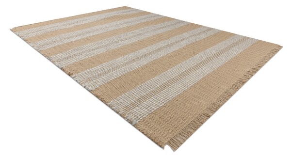 Koberec JUTE 3734 béž / šedý pásy s třásněmi