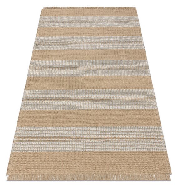 Koberec JUTE 3734 béž / šedý pásy s třásněmi