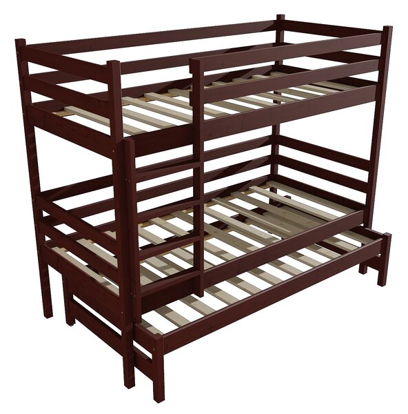 Vomaks Patrová postel s výsuvnou přistýlkou PPV 015 Rozměr: 80 x 180 cm, Barva: moření ořech, Prostor mezi lůžky: 80 cm