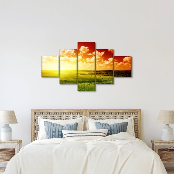 Obraz louky se zářícím sluncem (125x70 cm)