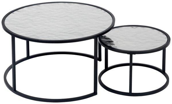 SADA KONFERENČNÍCH STOLKŮ, černá, barvy stříbra, kov, sklo, kompozitní dřevo, 80/44,5/80 cm MID.YOU - Konferenční stolky, Online Only