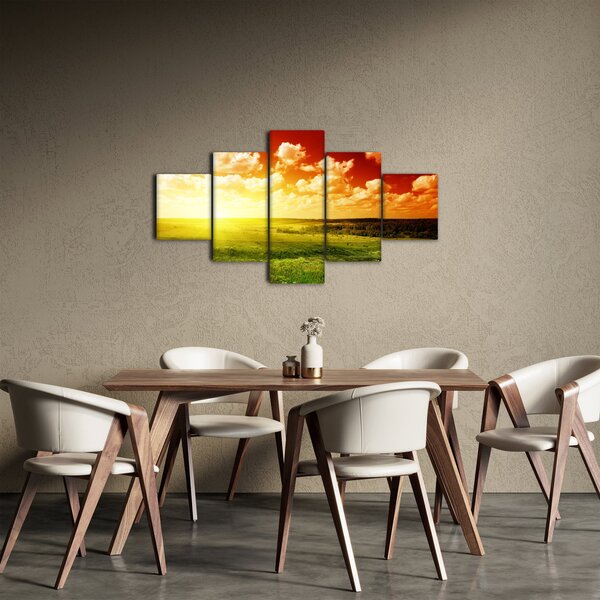 Obraz louky se zářícím sluncem (125x70 cm)